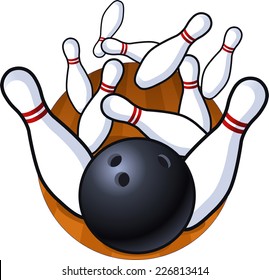 Bowling perfect strike cartoon vector illustration