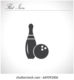 Bowling Pin and Ball Flat Icon.