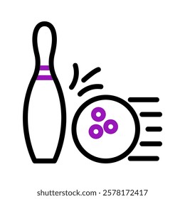 Bowling pin with ball graphic motion line art style