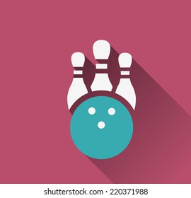 bowling pin with bowling ball icon