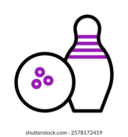 Bowling pin and ball with purple details vector