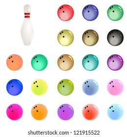 Bowling pin and bowling balls