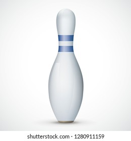 Bowling pin with blue stripes on the white background. Eps 10 vector file.