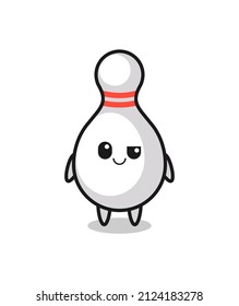bowling pin cartoon with an arrogant expression , cute style design for t shirt, sticker, logo element