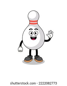 bowling pin cartoon doing wave hand gesture , character design
