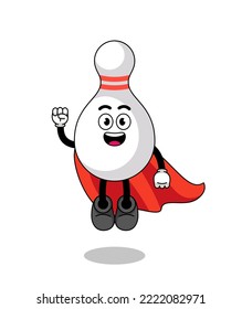 bowling pin cartoon with flying superhero , character design