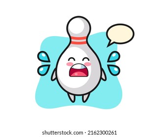 bowling pin cartoon illustration with crying gesture , cute style design for t shirt, sticker, logo element