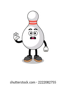 bowling pin cartoon illustration doing stop hand , character design