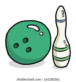 bowling and pin / cartoon vector and illustration, isolated on white background.