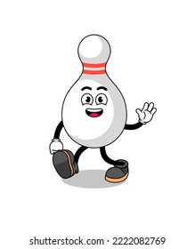 bowling pin cartoon walking , character design