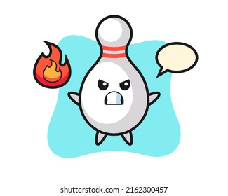 bowling pin character cartoon with angry gesture , cute style design for t shirt, sticker, logo element