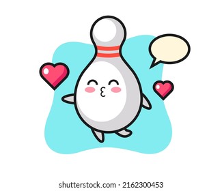 bowling pin character cartoon with kissing gesture , cute style design for t shirt, sticker, logo element