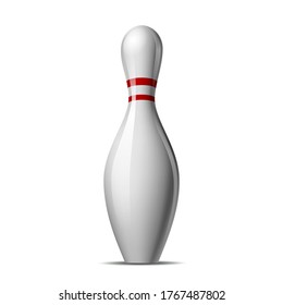 Bowling pin with a colored stripe isolated on a white background. Vector illustration