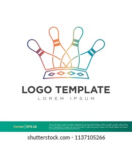 Bowling Pin Crown Icon Vector Logo Template