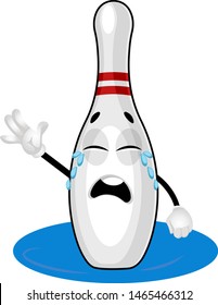 Bowling pin crying, illustration, vector on white background.