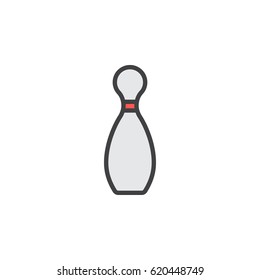 Bowling pin filled outline line icon, line vector sign, linear colorful pictogram isolated on white. Symbol, logo illustration. Editable stroke. Pixel perfect