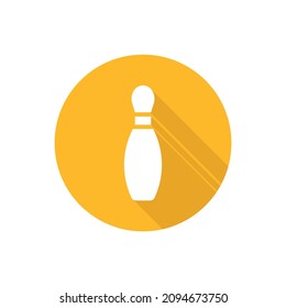 Bowling Pin Flat Icon With Shadow