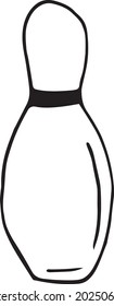 bowling pin. hand drawn doodle icon. vector, scandinavian, nordic, minimalism monochrome sports equipment game