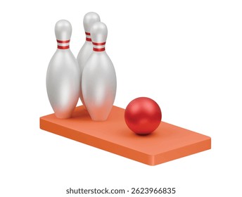 bowling pin icon 3d illustration render

