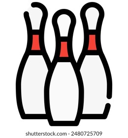 bowling pin icon with flat outline style