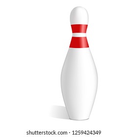 Bowling pin icon. Realistic illustration of bowling pin vector icon for web design isolated on white background