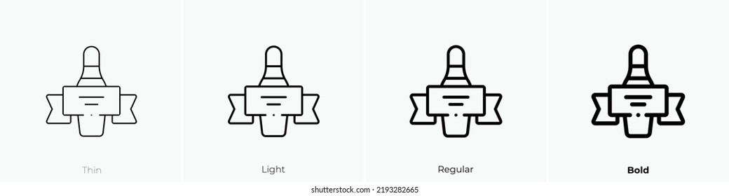 bowling pin icon. Thin, Light Regular And Bold style design isolated on white background