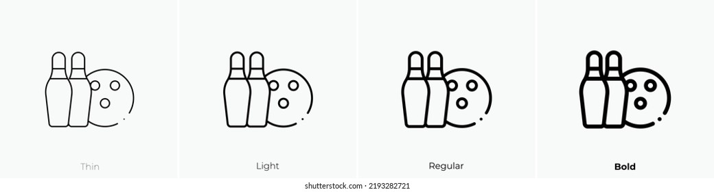 bowling pin icon. Thin, Light Regular And Bold style design isolated on white background