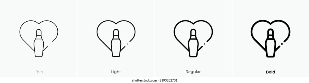 bowling pin icon. Thin, Light Regular And Bold style design isolated on white background