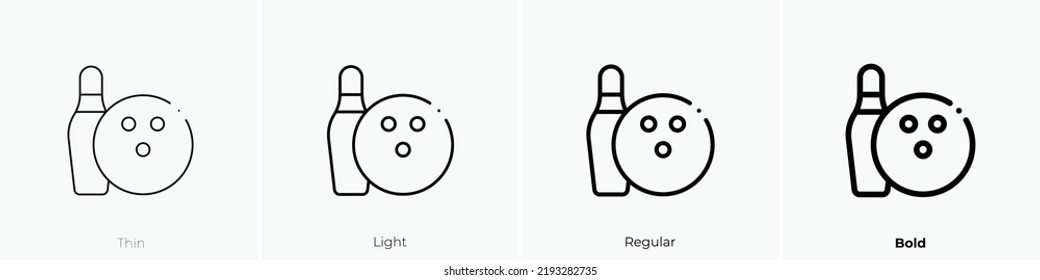 bowling pin icon. Thin, Light Regular And Bold style design isolated on white background