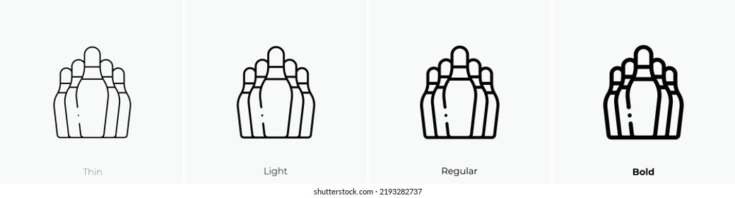 bowling pin icon. Thin, Light Regular And Bold style design isolated on white background