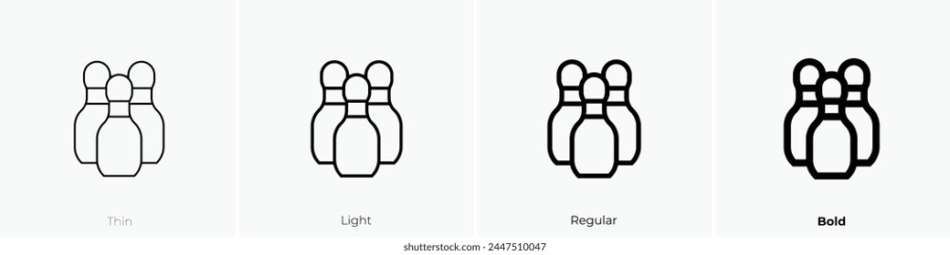 bowling pin icon. Thin, Light Regular And Bold style design isolated on white background