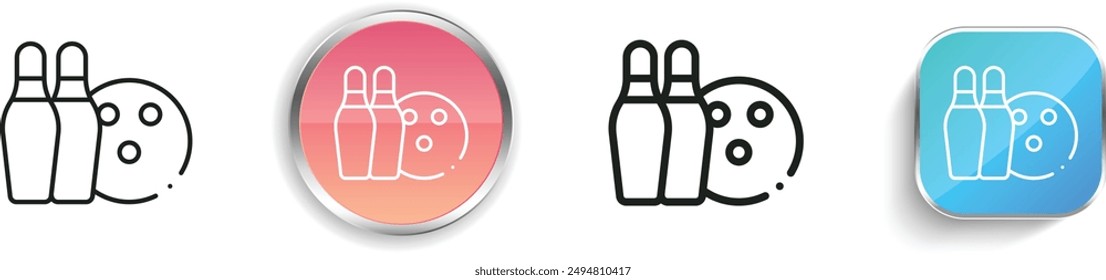 bowling pin icon. Thin Linear, Regular and Button Style Design Isolated On White Background