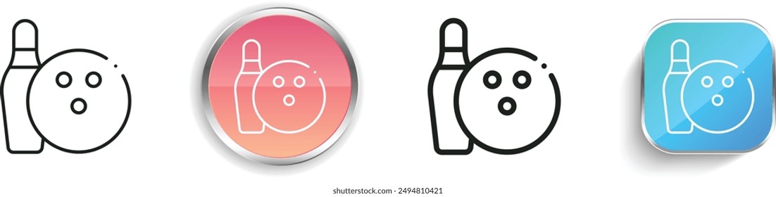 icono de bolos. Diseño delgado de estilo lineal, regular y de Botón aislado sobre fondo blanco