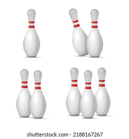Bowling Pin icons Set on White Background. Vector