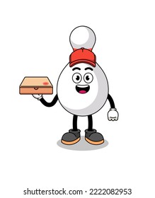 bowling pin illustration as a pizza deliveryman , character design