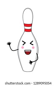 Bowling pin in kawaii style. vector