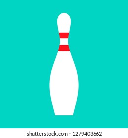 Bowling pin leisure activity hobby recreational entertainment sign vector icon. Skittle red sport element