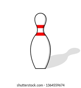 Bowling pin leisure activity hobby recreational entertainment sign vector icon. Skittle red sport element