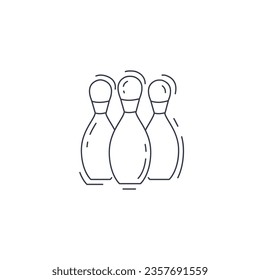 Bowling pin line icon. Bowling pins thin line icon.