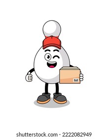 bowling pin mascot cartoon as an courier , character design