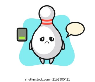 bowling pin mascot character doing a tired gesture , cute style design for t shirt, sticker, logo element