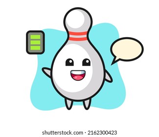 bowling pin mascot character with energetic gesture , cute style design for t shirt, sticker, logo element