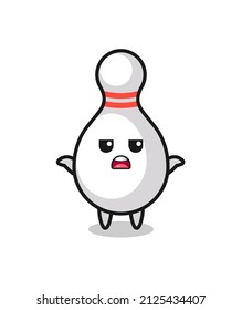 bowling pin mascot character saying I do not know , cute style design for t shirt, sticker, logo element