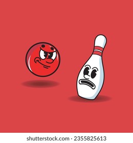Bowling pin mascot character stock vector. Vector illustration.
