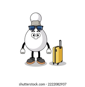 bowling pin mascot doing vacation , character design