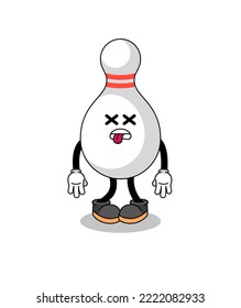 bowling pin mascot illustration is dead , character design