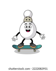 bowling pin mascot playing a skateboard , character design
