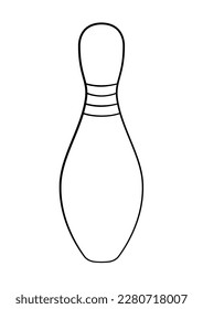 Bowling pin outline. Cartoon. Vector illustration. Isolated on white background