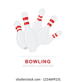 Bowling. Bowling pin realistic vector icons.