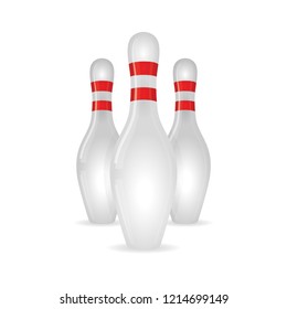 Bowling. Bowling pin realistic vector icons.